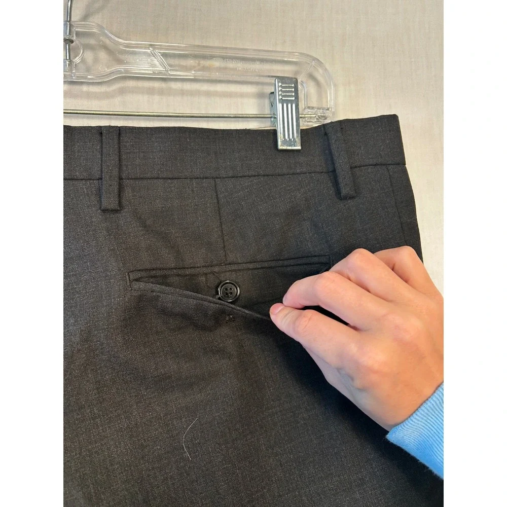 Banana Republic Mens Charcoal Grey Tailored Slim Fit Dress Pants 33x32 RN54023